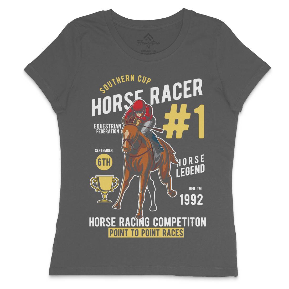 Horse Racer Womens Crew Neck T-Shirt Sport C375