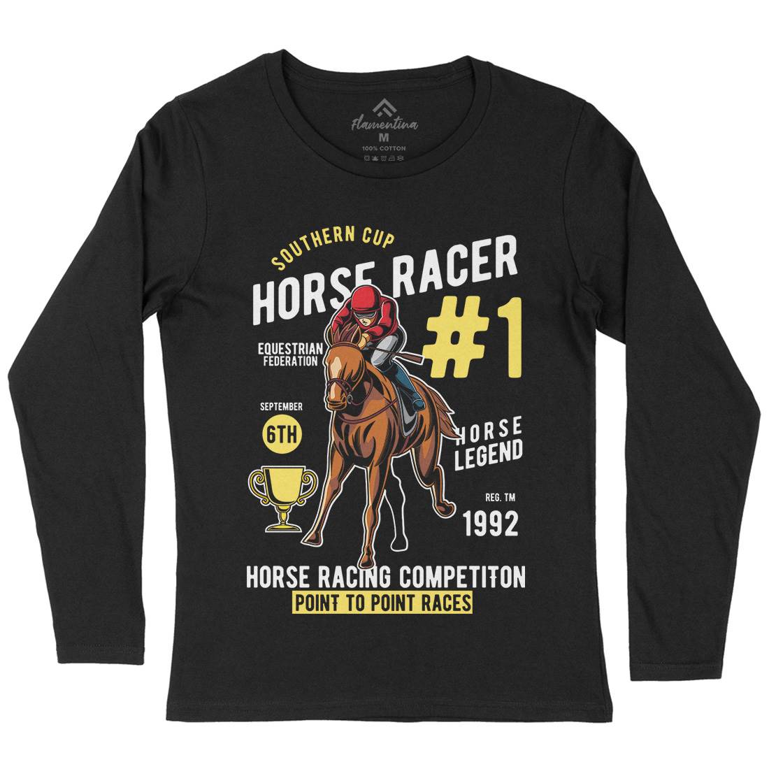 Horse Racer Womens Long Sleeve T-Shirt Sport C375