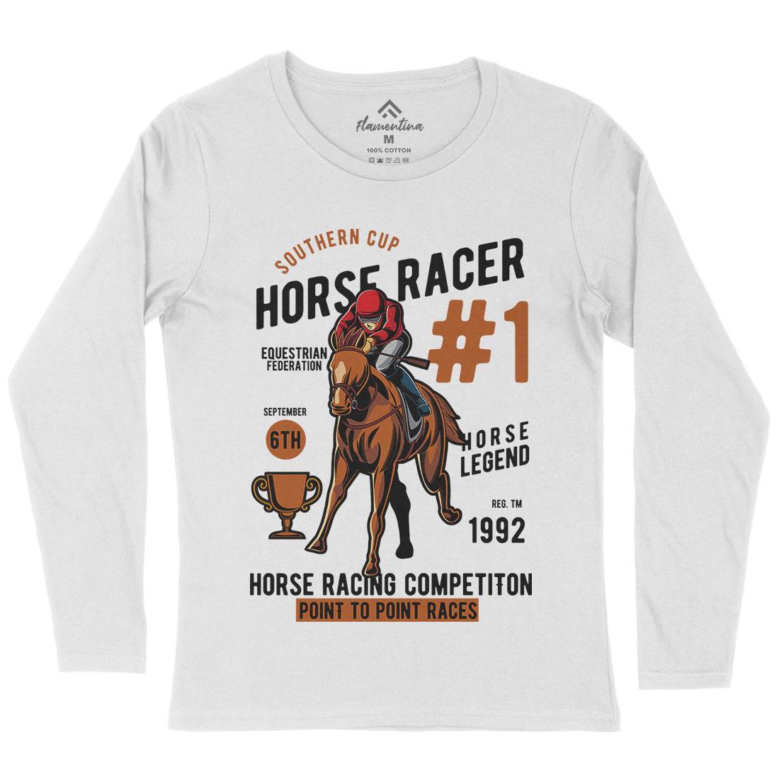 Horse Racer Womens Long Sleeve T-Shirt Sport C375
