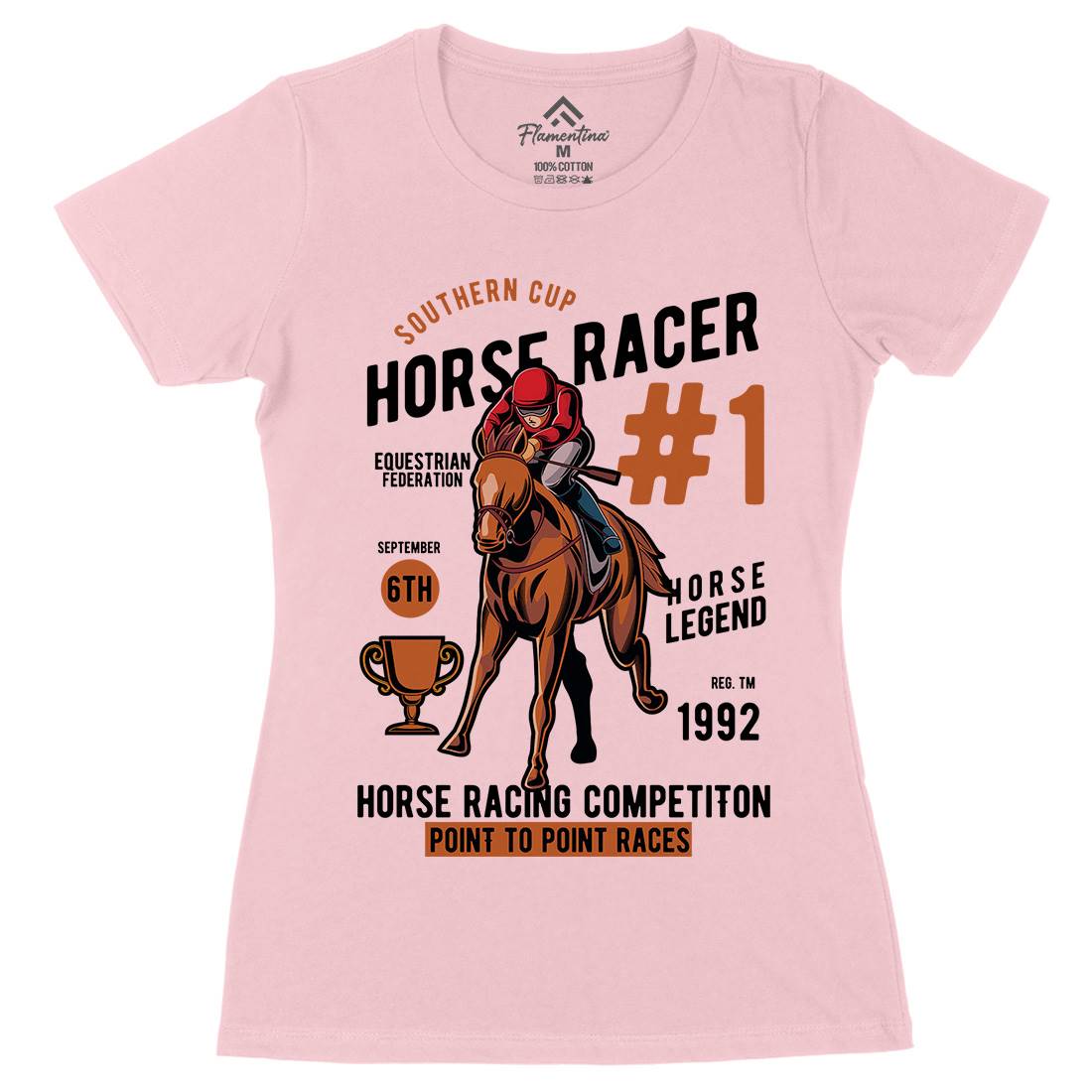 Horse Racer Womens Organic Crew Neck T-Shirt Sport C375