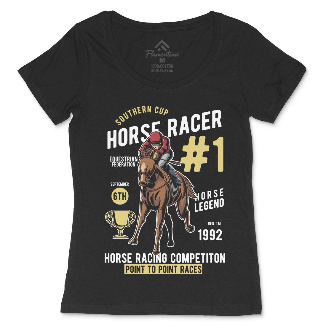 Horse Racer Womens Scoop Neck T-Shirt Sport C375