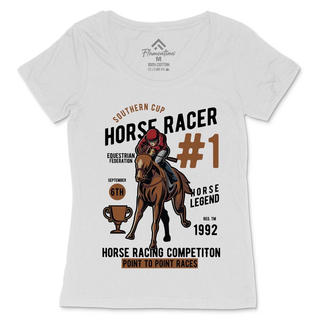 Horse Racer Womens Scoop Neck T-Shirt Sport C375