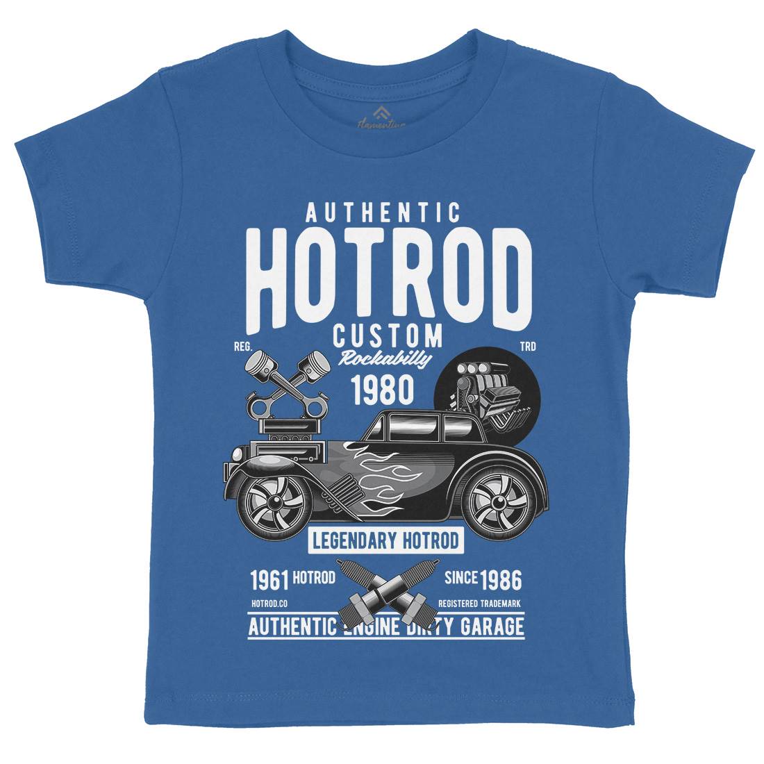 Hotrod Custom Kids Organic Crew Neck T-Shirt Cars C376