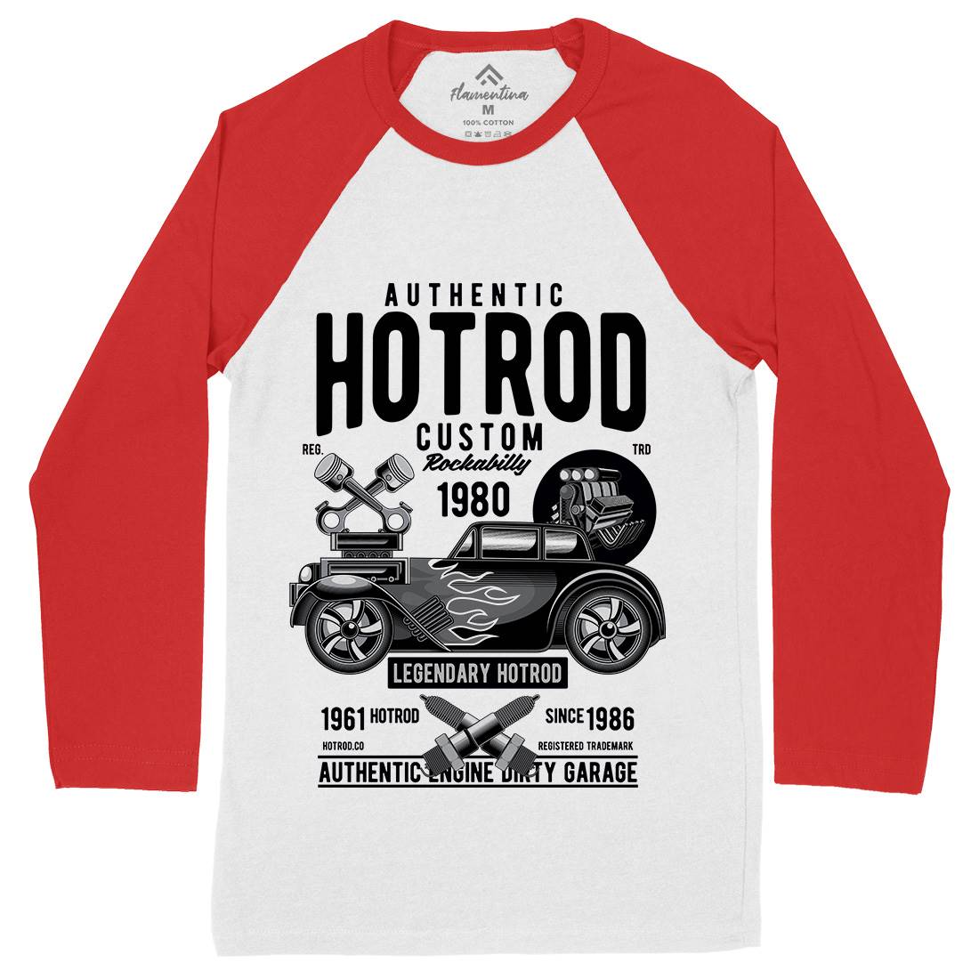 Hotrod Custom Mens Long Sleeve Baseball T-Shirt Cars C376