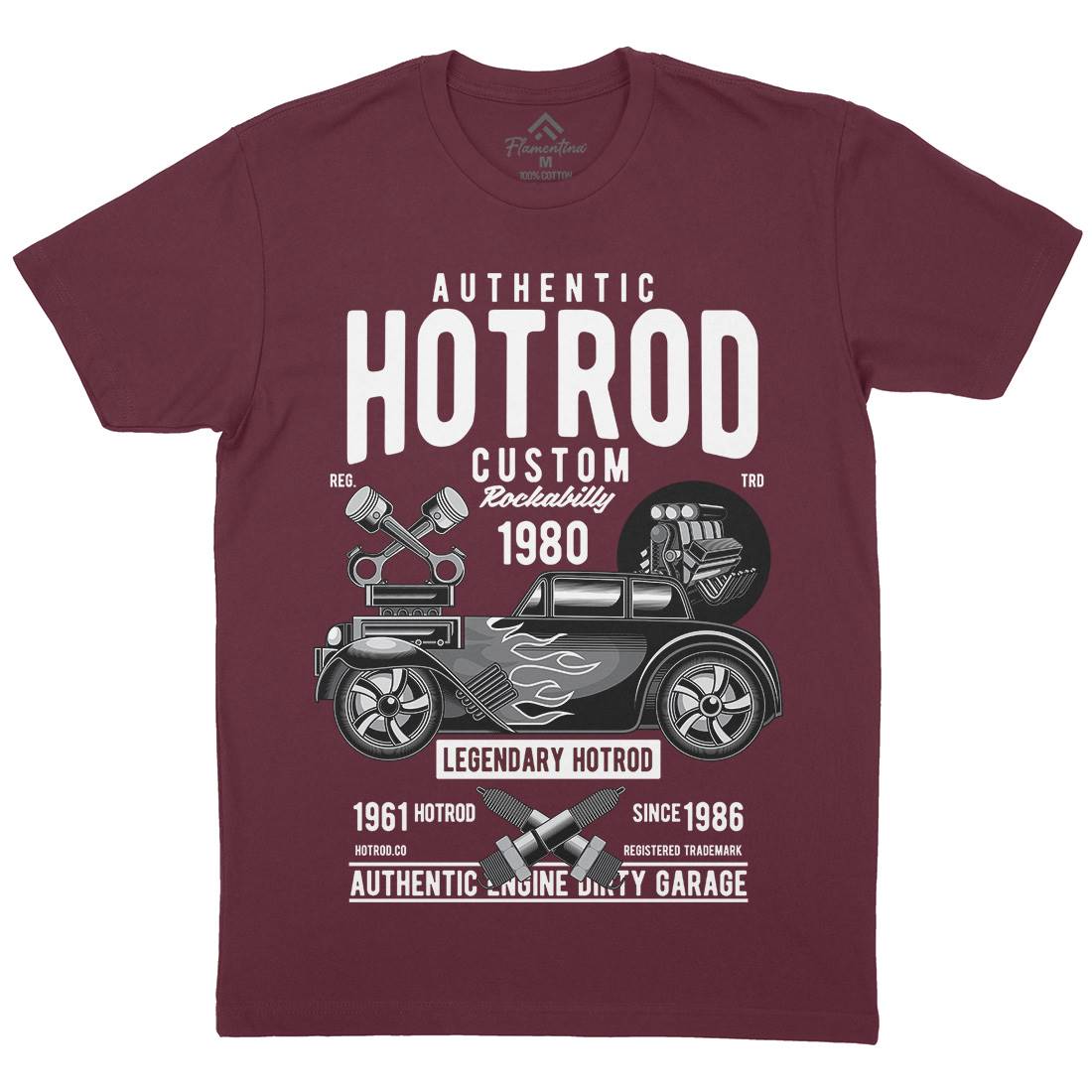 Hotrod Custom Mens Organic Crew Neck T-Shirt Cars C376