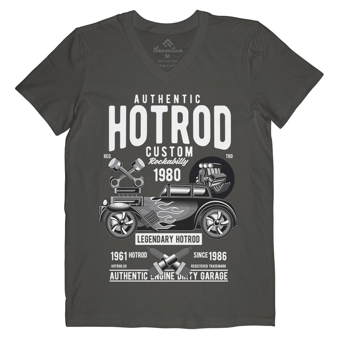 Hotrod Custom Mens V-Neck T-Shirt Cars C376