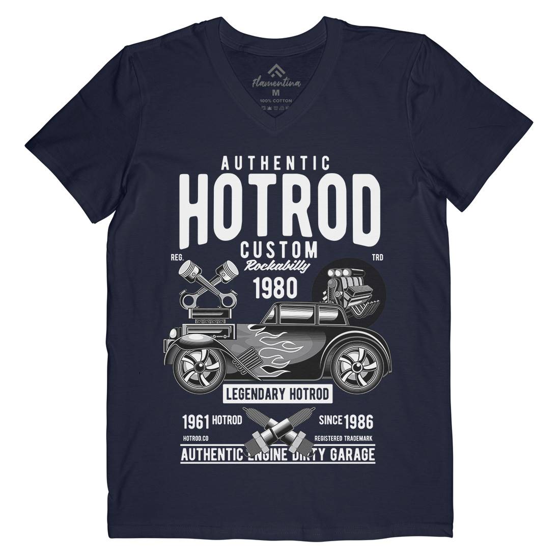 Hotrod Custom Mens Organic V-Neck T-Shirt Cars C376