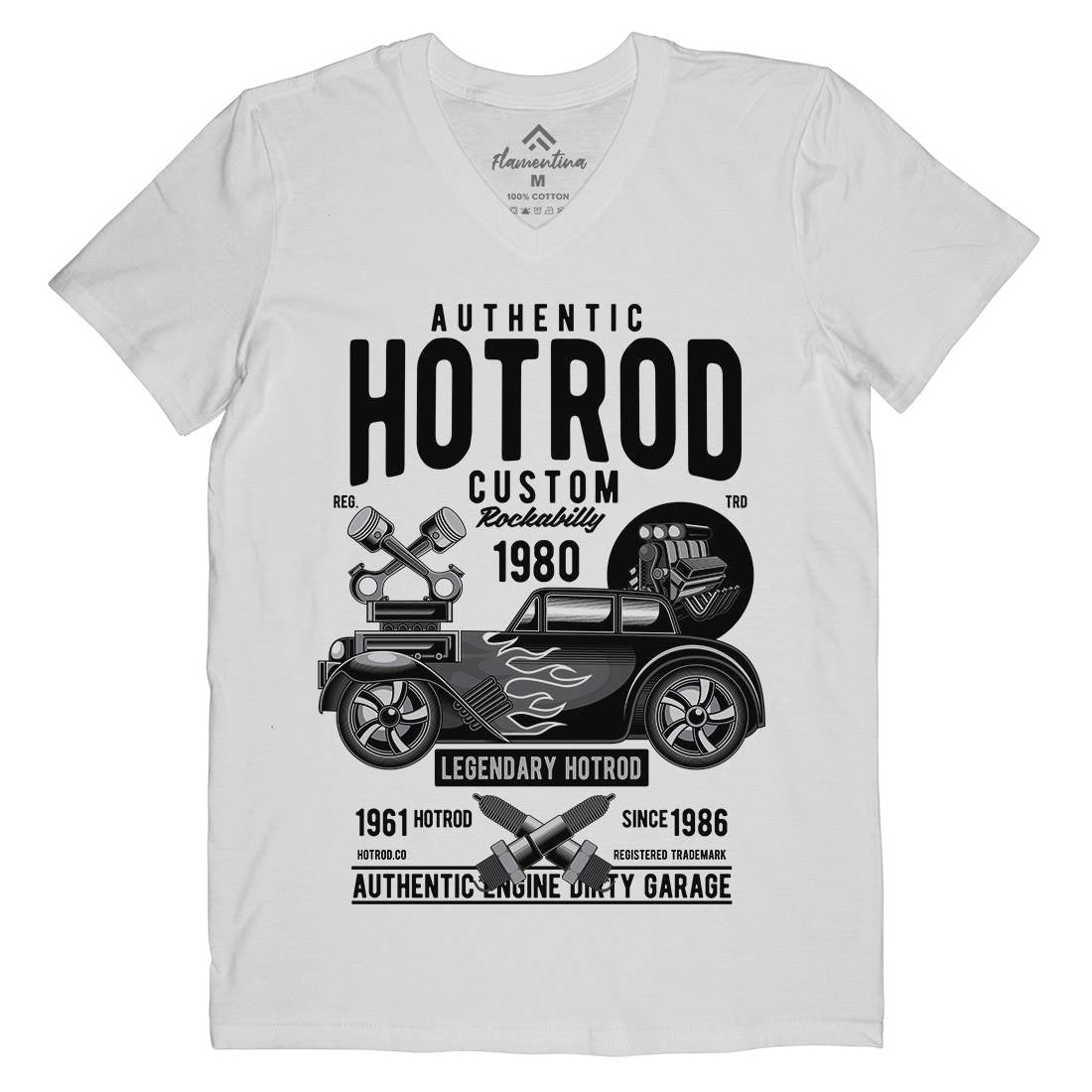 Hotrod Custom Mens Organic V-Neck T-Shirt Cars C376