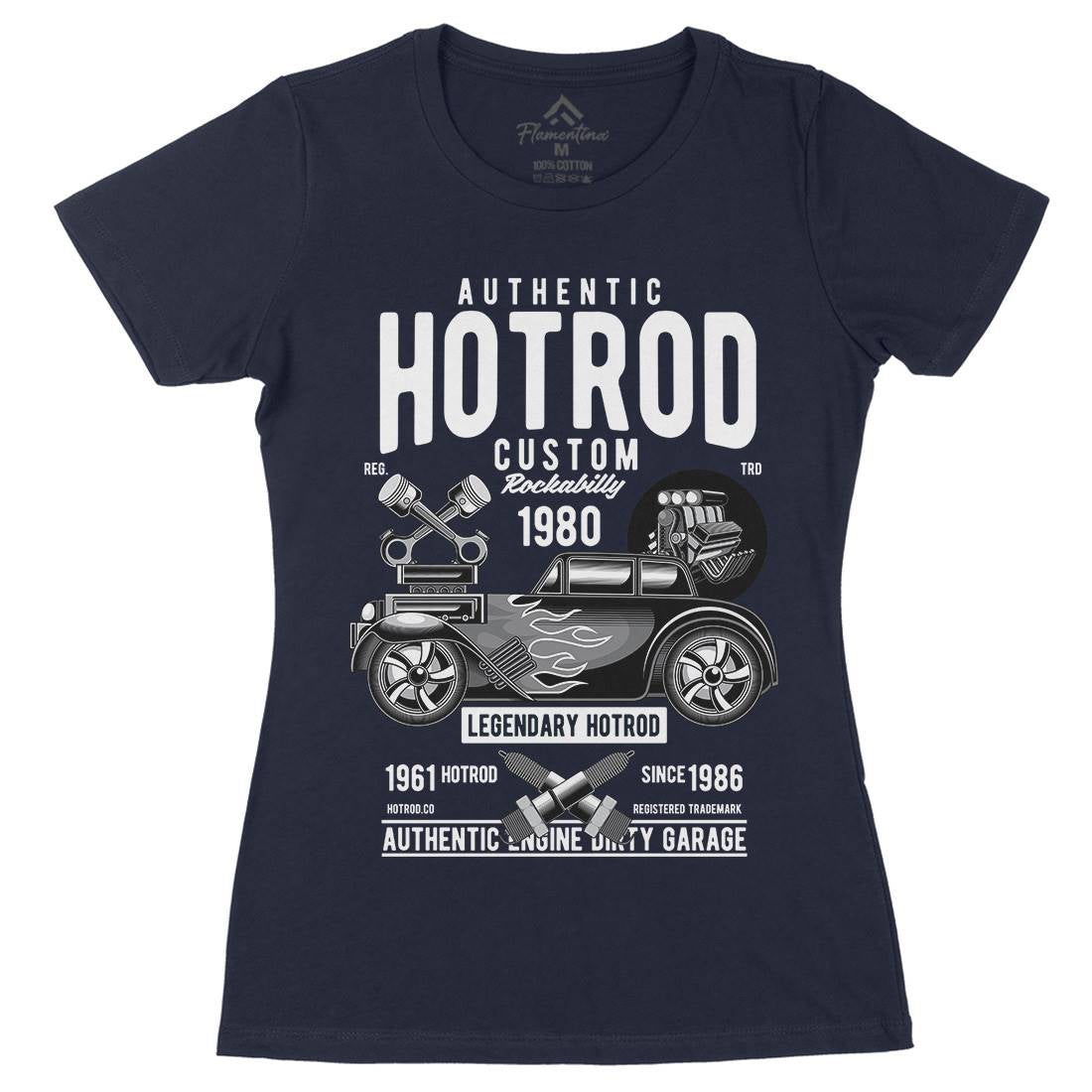 Hotrod Custom Womens Organic Crew Neck T-Shirt Cars C376