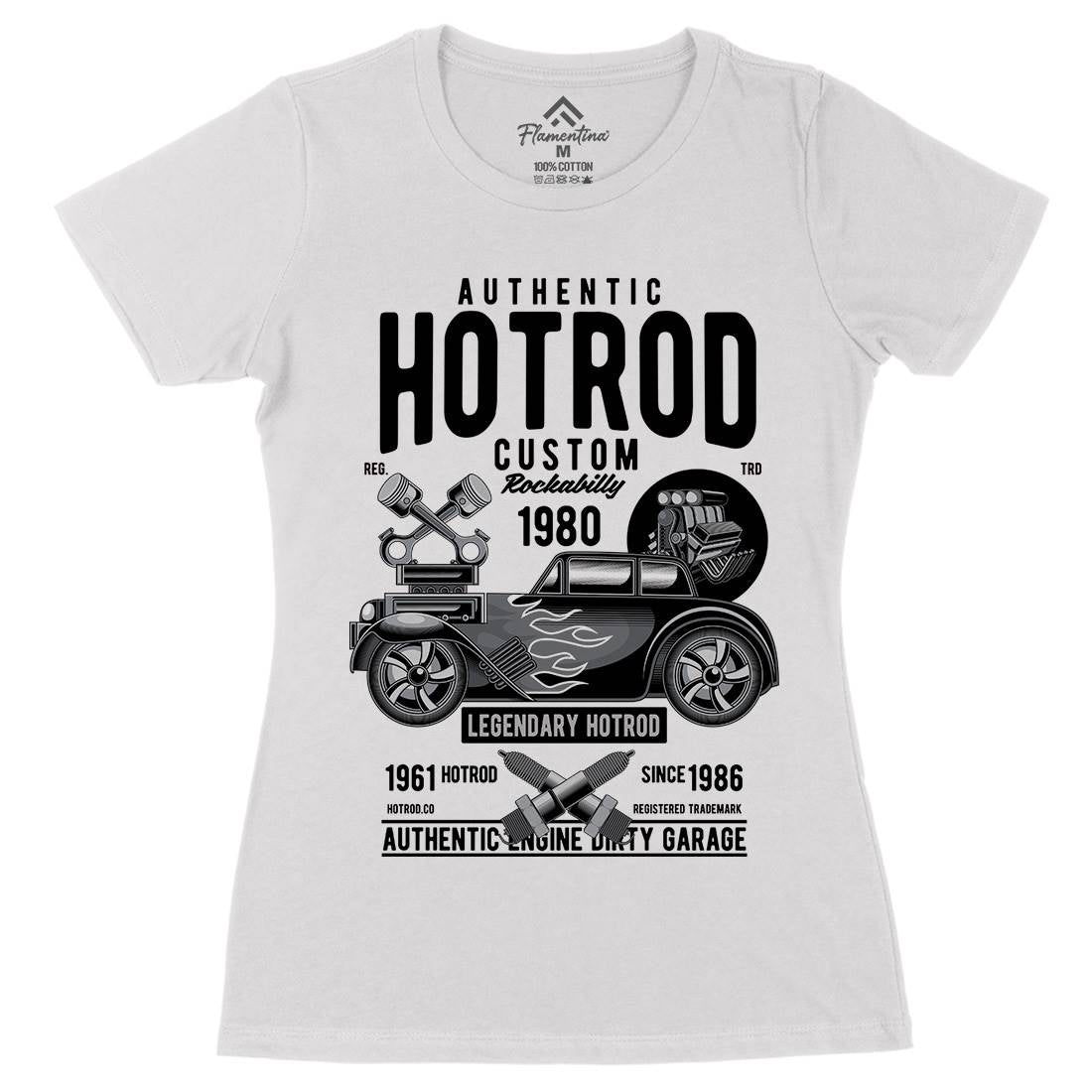 Hotrod Custom Womens Organic Crew Neck T-Shirt Cars C376