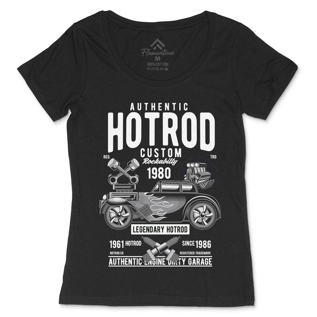 Hotrod Custom Womens Scoop Neck T-Shirt Cars C376