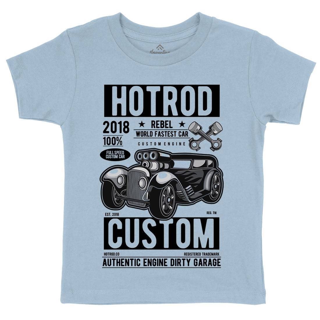 Hotrod Rebel Kids Organic Crew Neck T-Shirt Cars C377