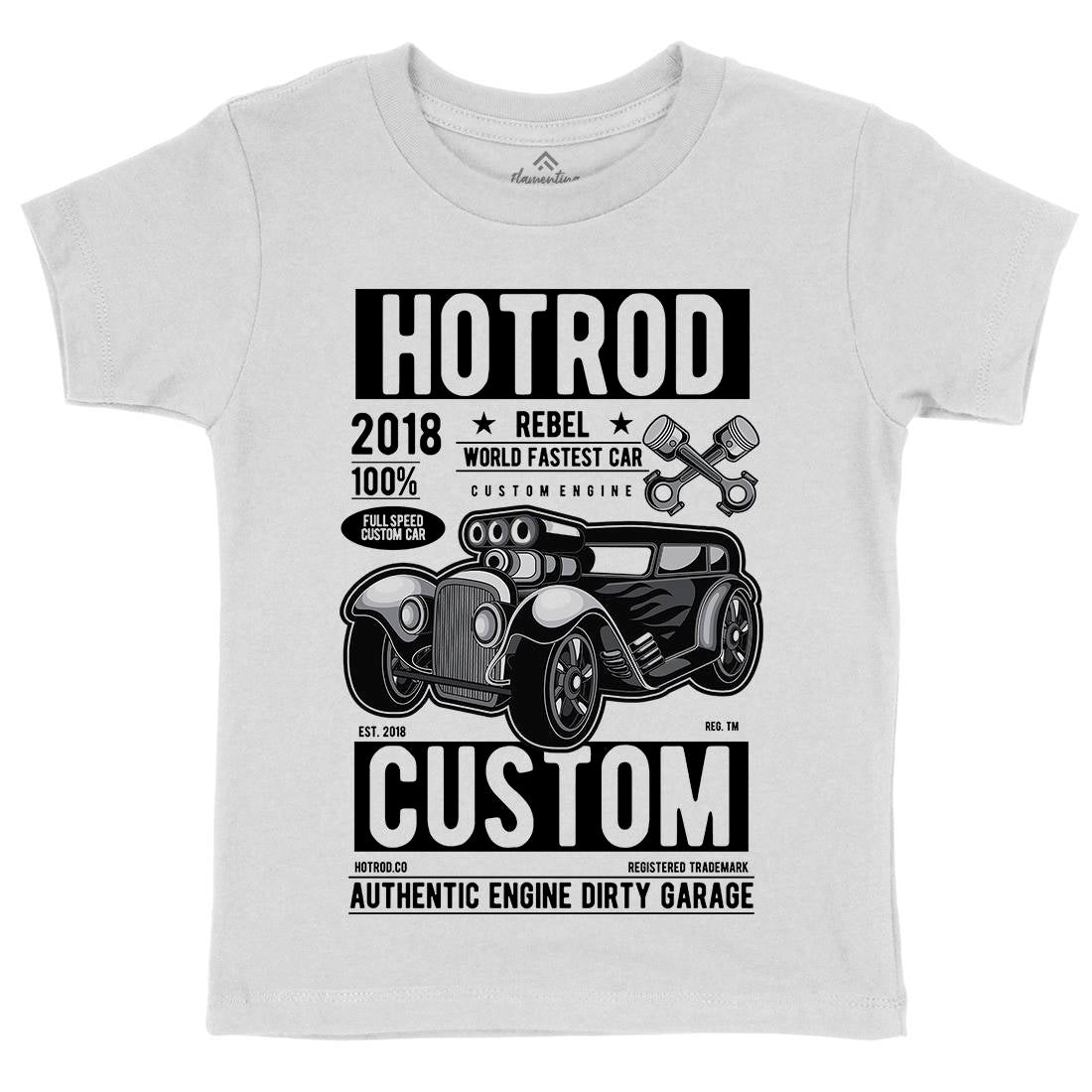 Hotrod Rebel Kids Crew Neck T-Shirt Cars C377