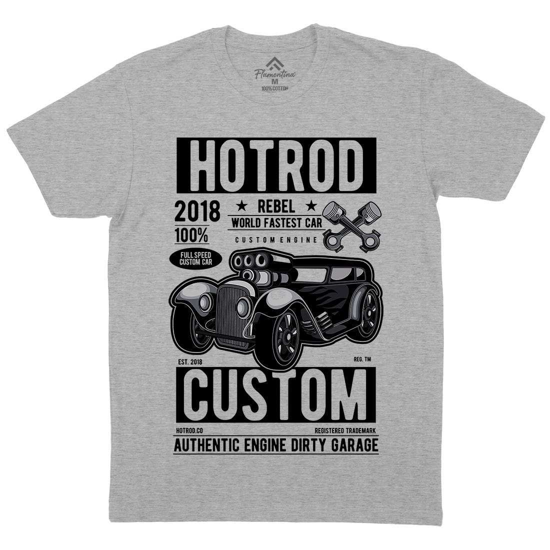 Hotrod Rebel Mens Organic Crew Neck T-Shirt Cars C377