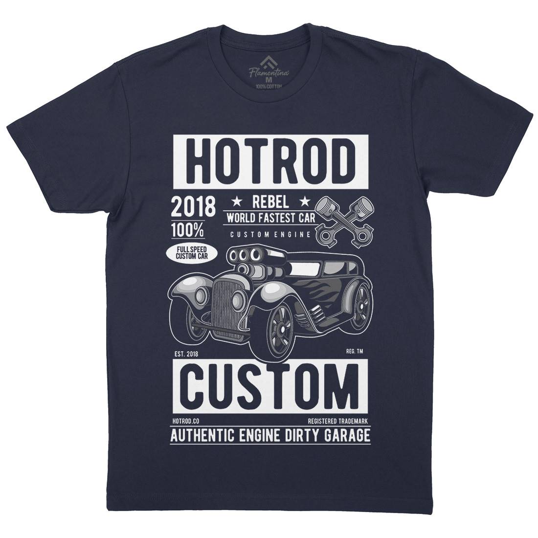 Hotrod Rebel Mens Crew Neck T-Shirt Cars C377