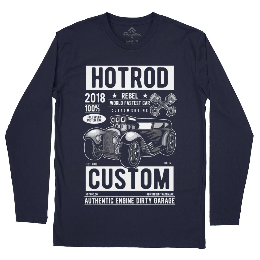 Hotrod Rebel Mens Long Sleeve T-Shirt Cars C377