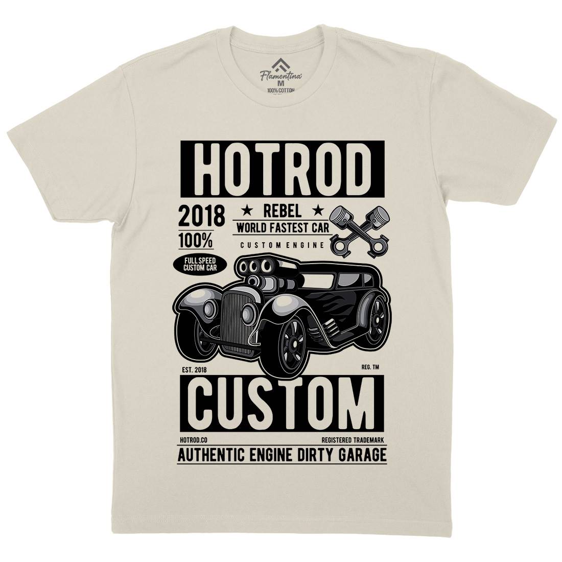 Hotrod Rebel Mens Organic Crew Neck T-Shirt Cars C377