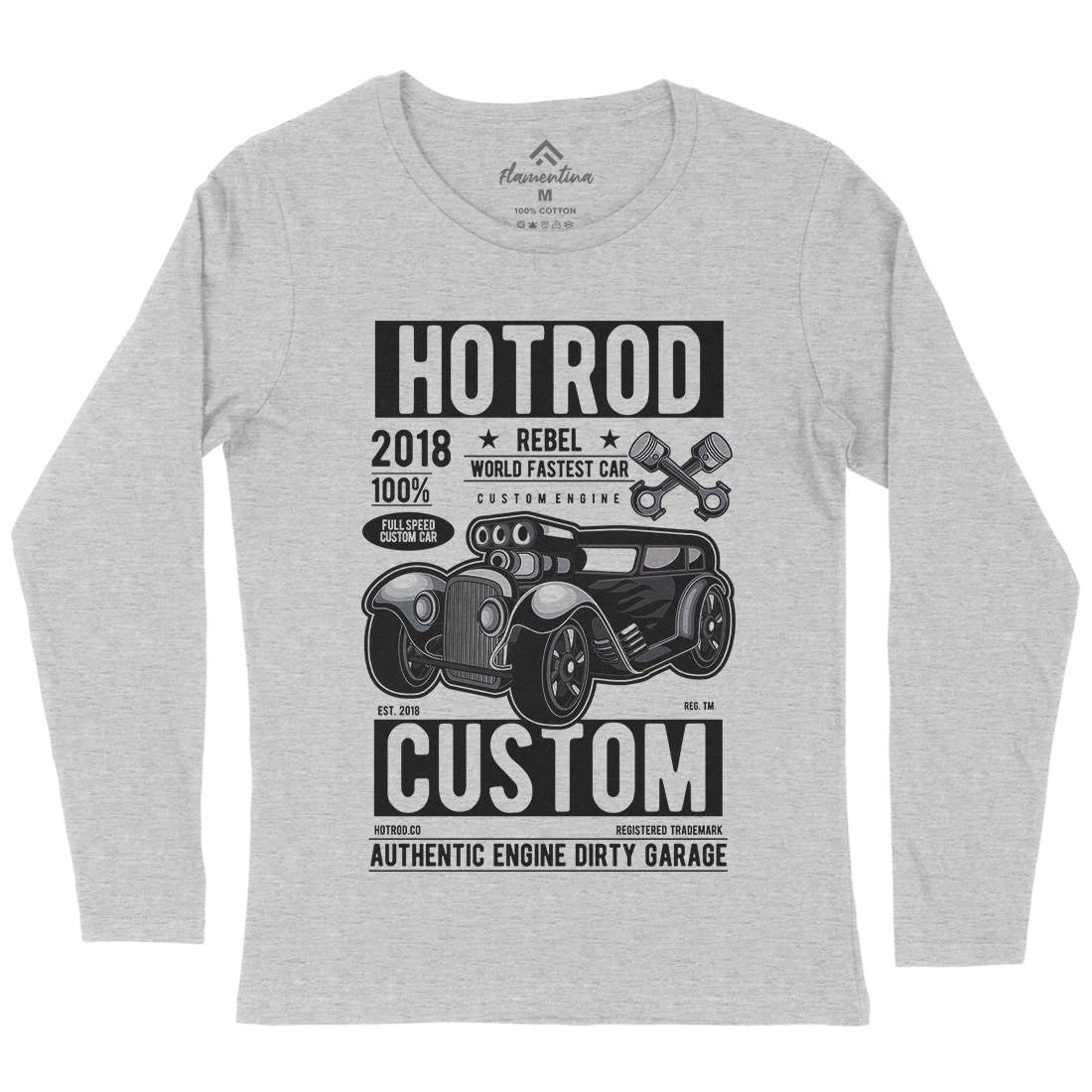Hotrod Rebel Womens Long Sleeve T-Shirt Cars C377