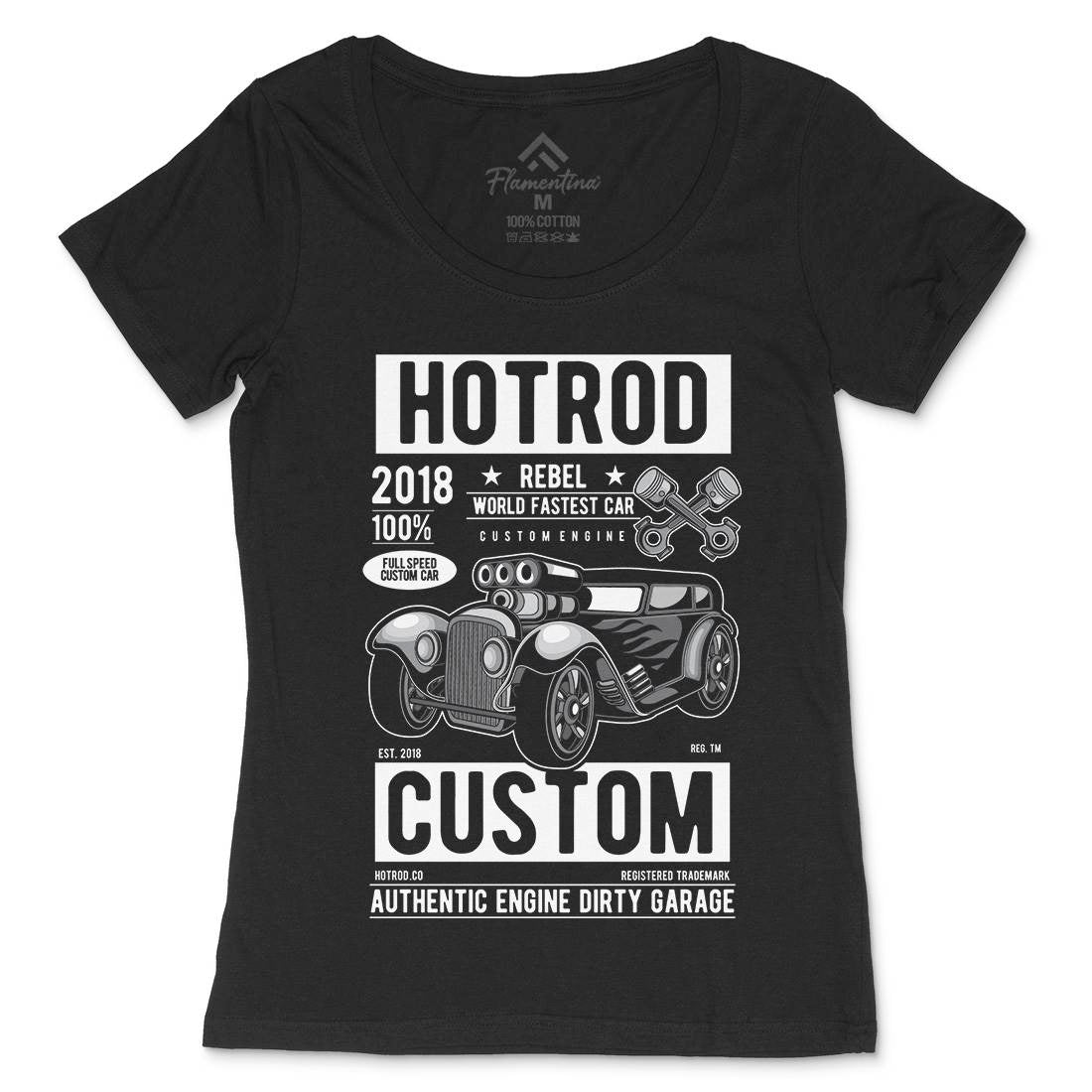 Hotrod Rebel Womens Scoop Neck T-Shirt Cars C377