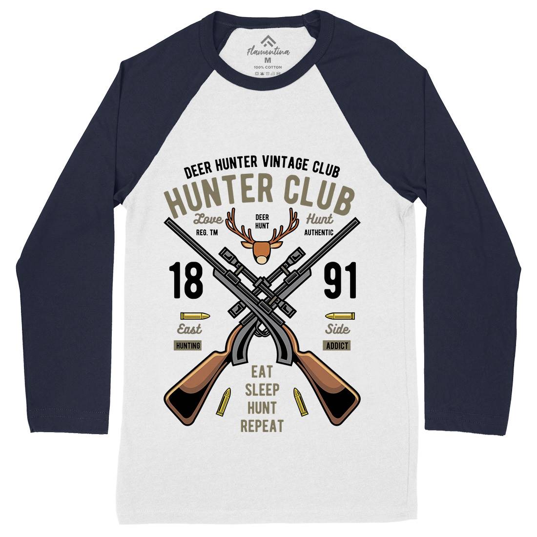 Hunter Club Mens Long Sleeve Baseball T-Shirt Sport C378