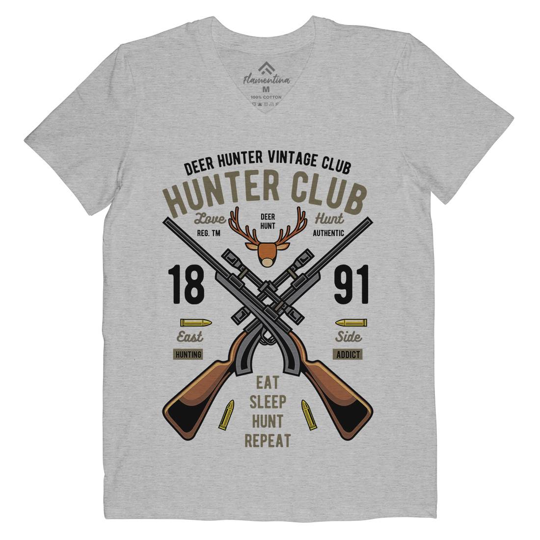 Hunter Club Mens Organic V-Neck T-Shirt Sport C378