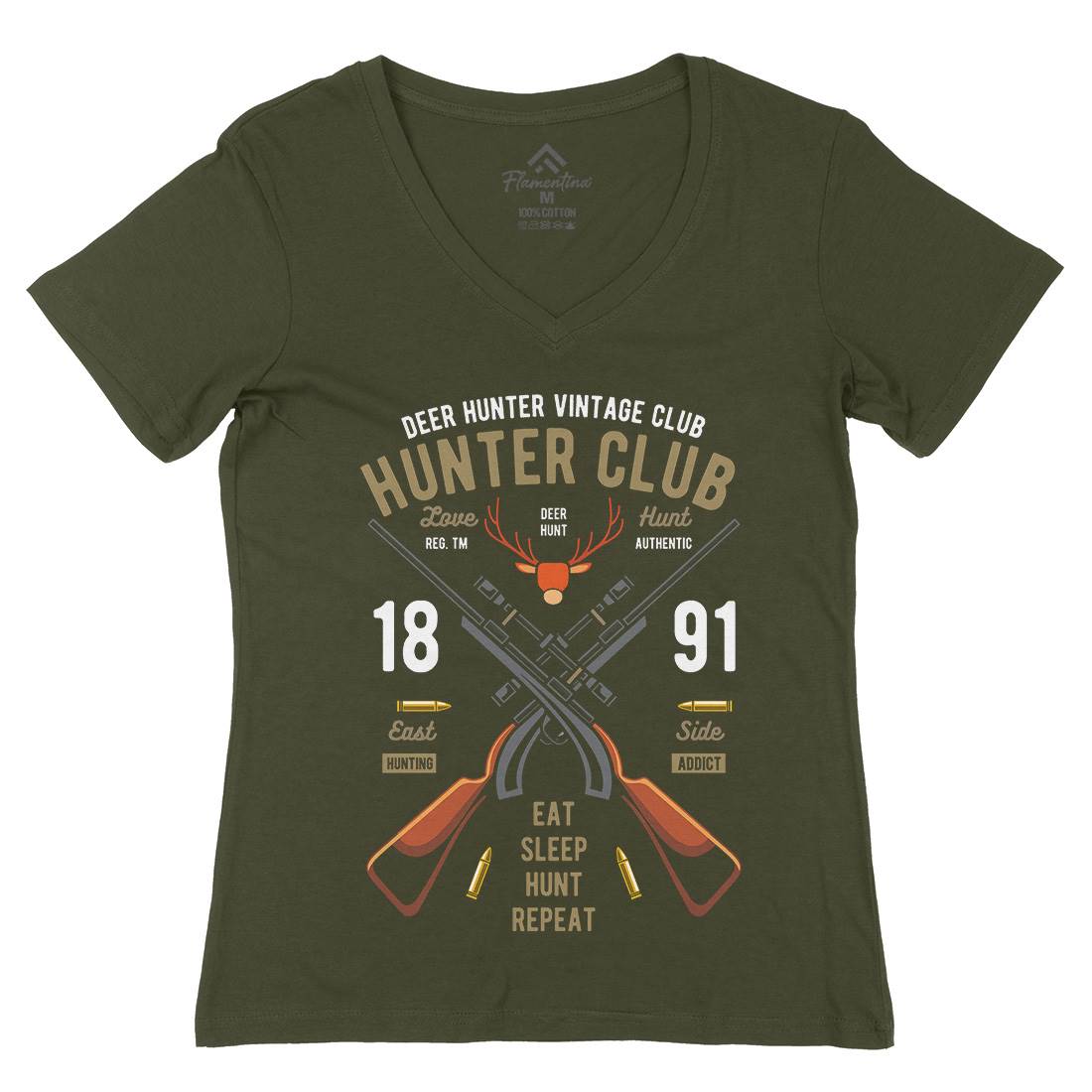 Hunter Club Womens Organic V-Neck T-Shirt Sport C378