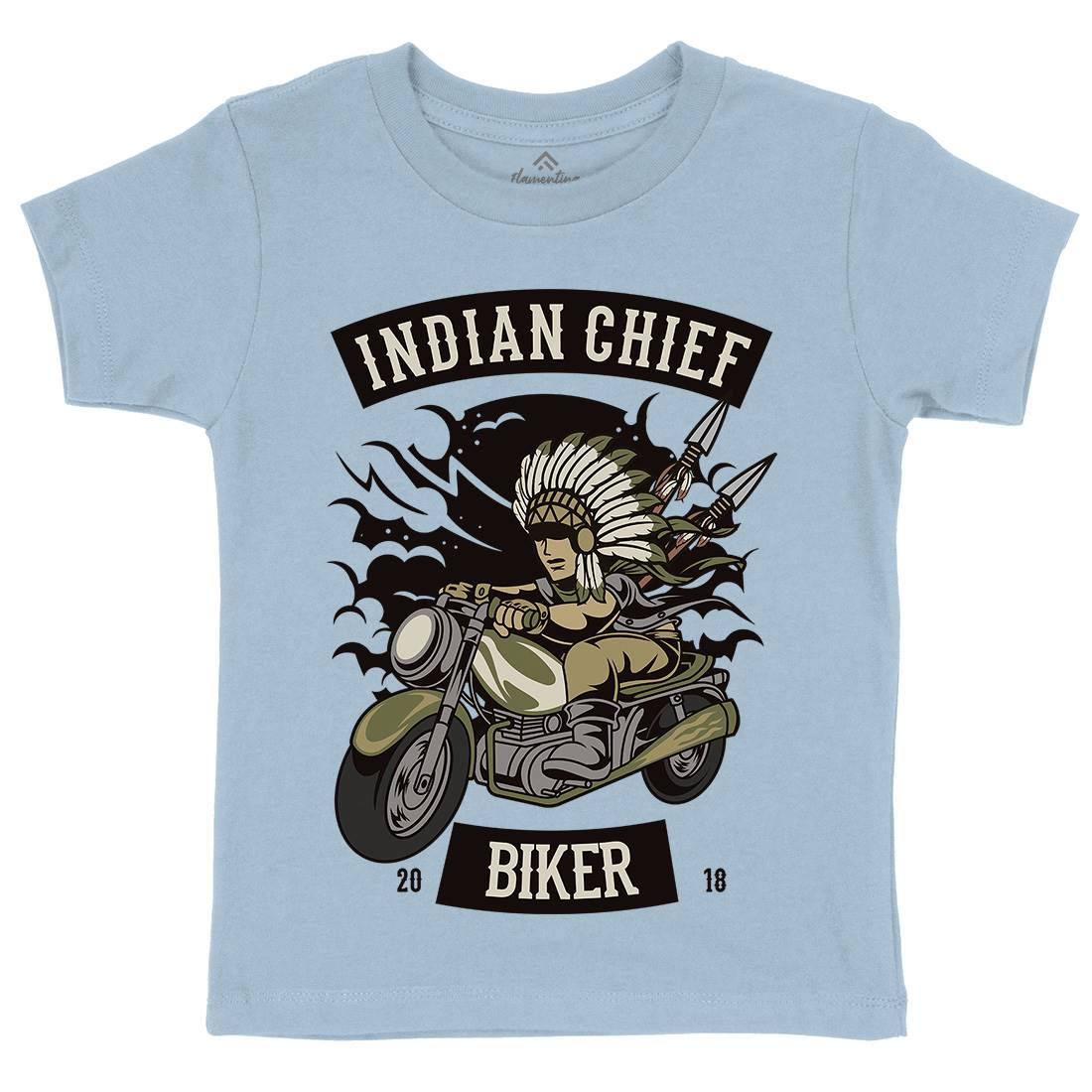 Indian Chief Biker Club Kids Crew Neck T-Shirt Bikes C379