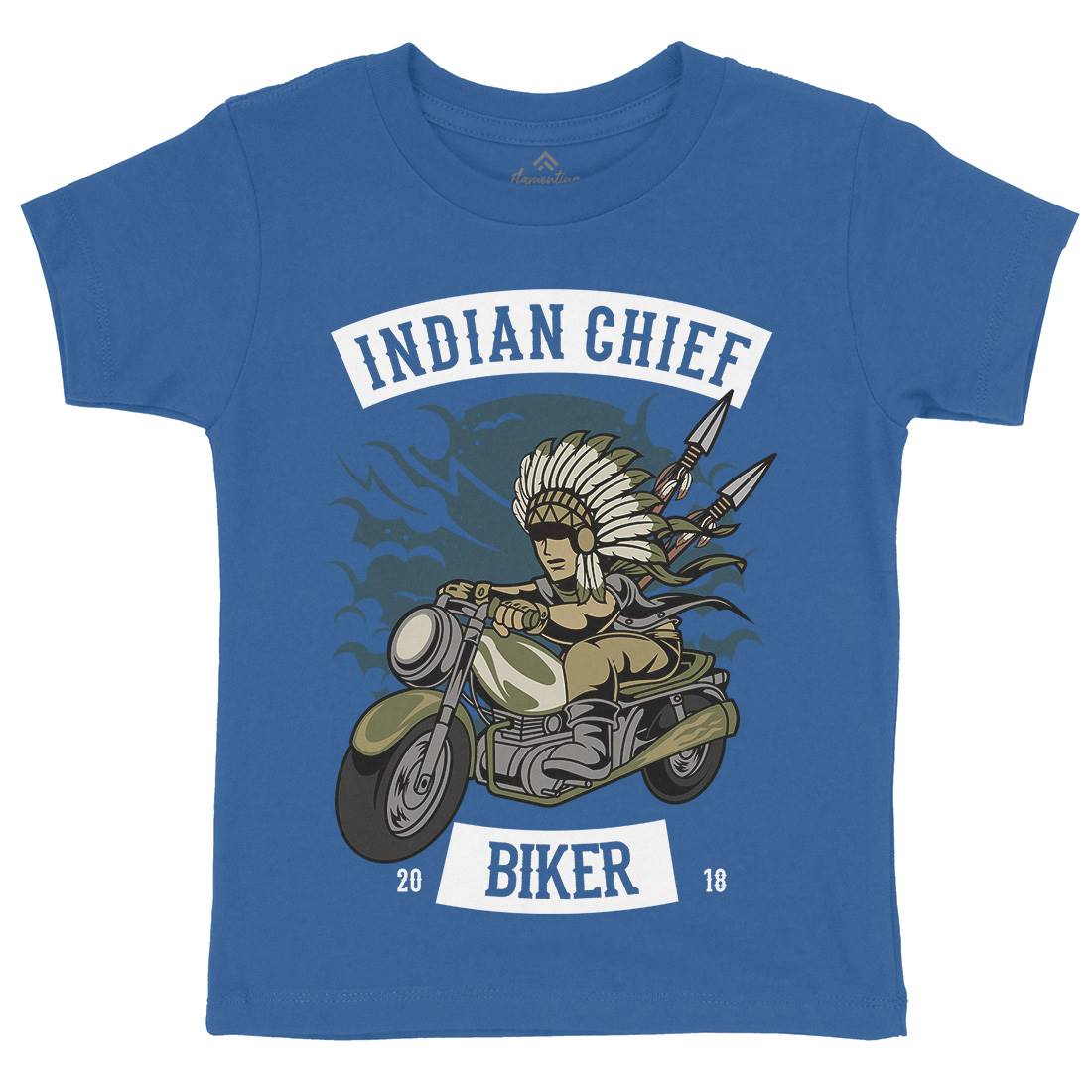 Indian Chief Biker Club Kids Crew Neck T-Shirt Bikes C379