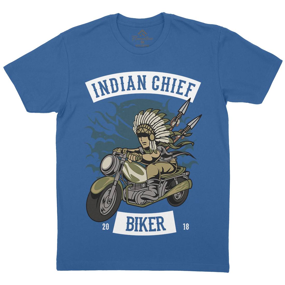 Indian Chief Biker Club Mens Organic Crew Neck T-Shirt Bikes C379