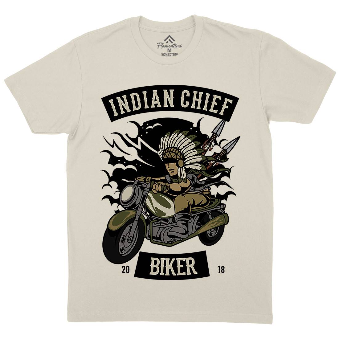 Indian Chief Biker Club Mens Organic Crew Neck T-Shirt Bikes C379