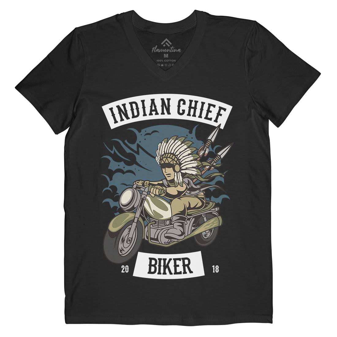 Indian Chief Biker Club Mens V-Neck T-Shirt Bikes C379