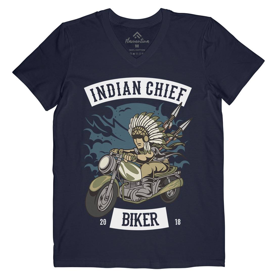 Indian Chief Biker Club Mens V-Neck T-Shirt Bikes C379
