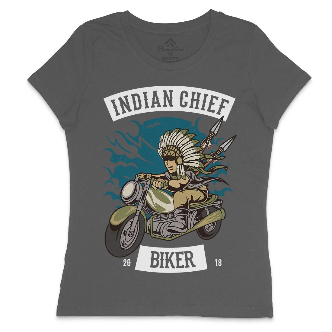 Indian Chief Biker Club Womens Crew Neck T-Shirt Bikes C379