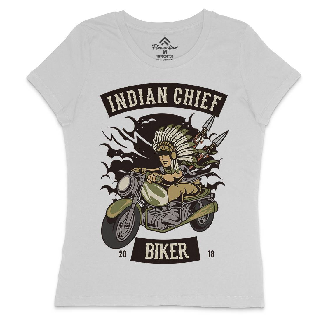 Indian Chief Biker Club Womens Crew Neck T-Shirt Bikes C379