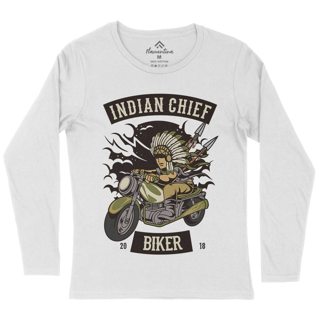 Indian Chief Biker Club Womens Long Sleeve T-Shirt Bikes C379