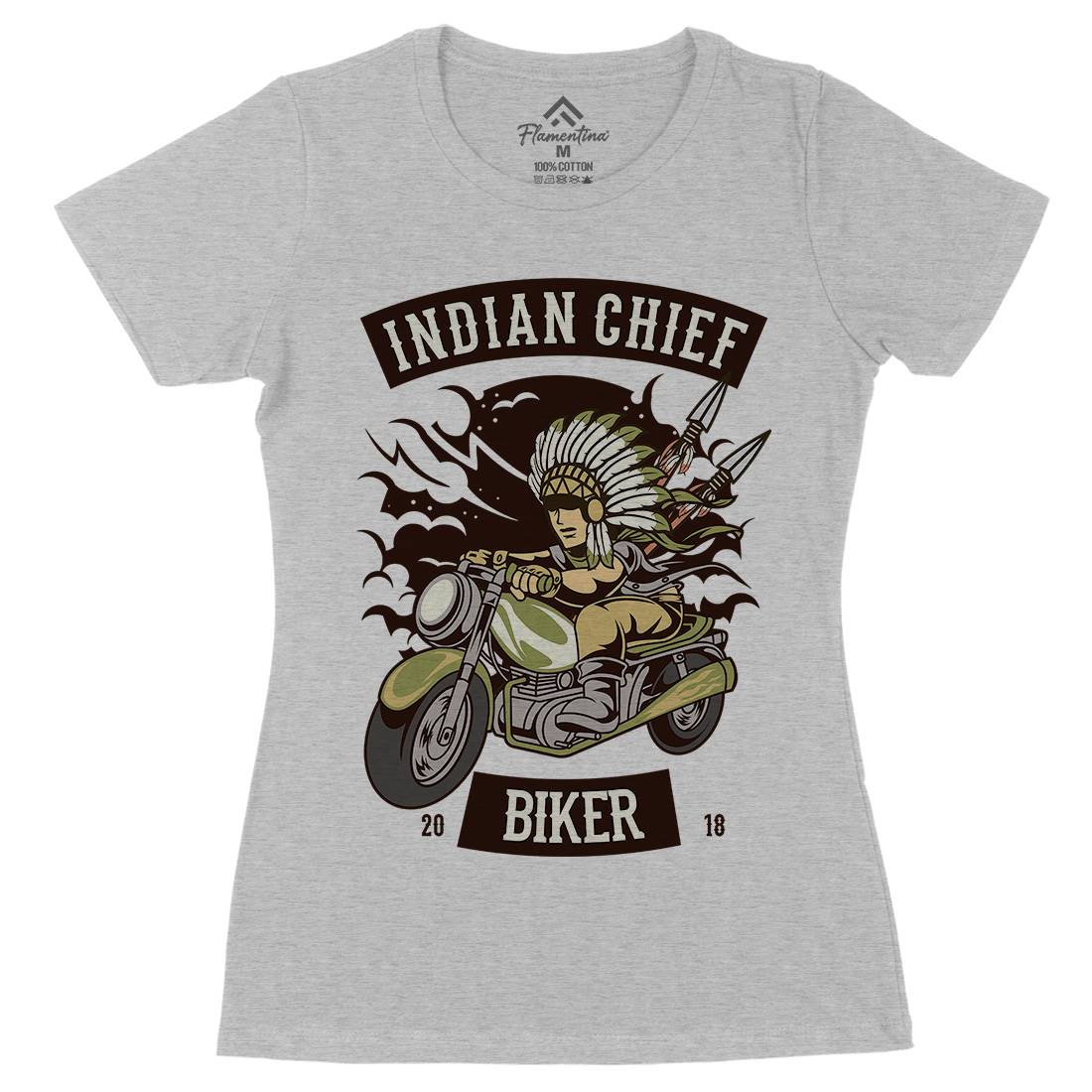 Indian Chief Biker Club Womens Organic Crew Neck T-Shirt Bikes C379
