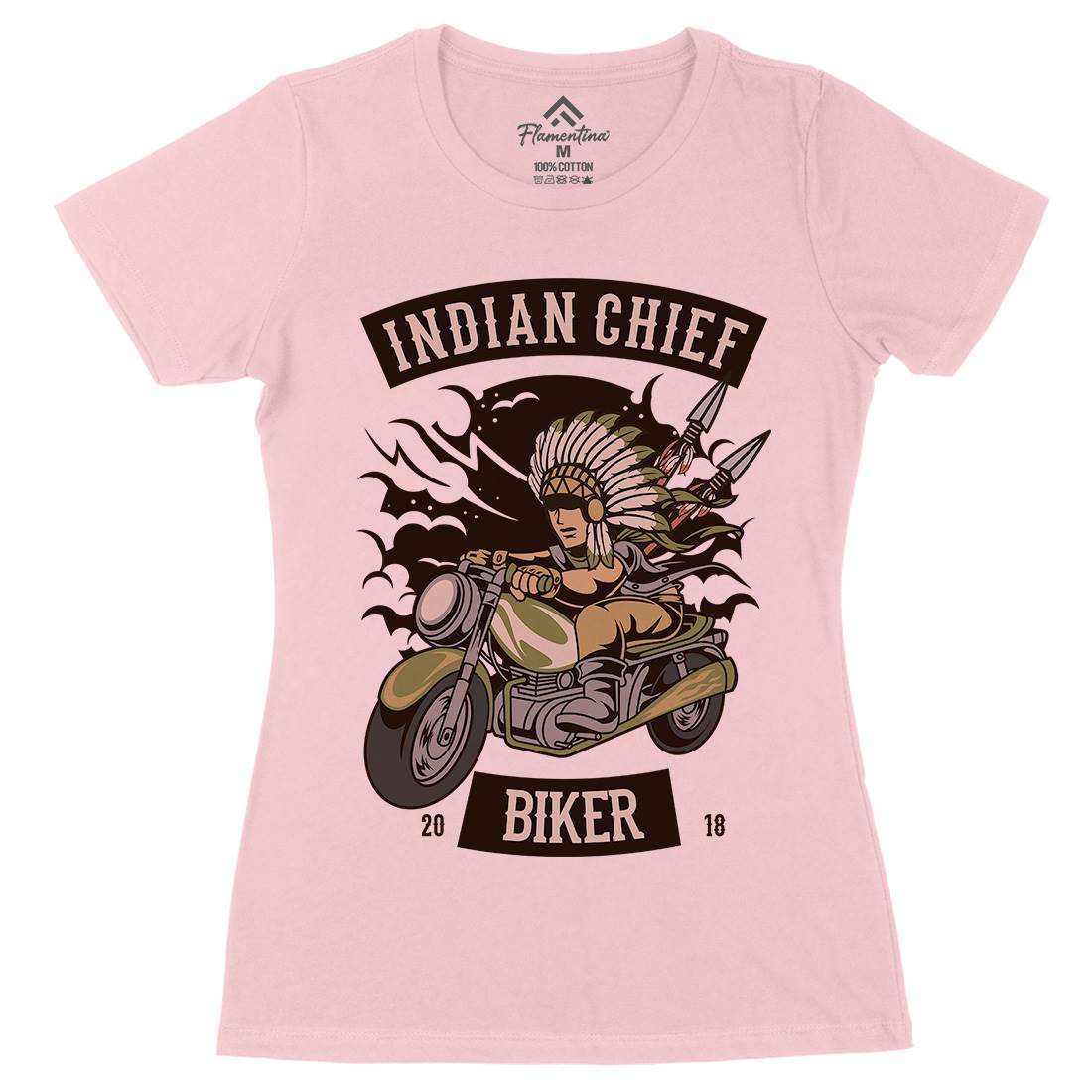 Indian Chief Biker Club Womens Organic Crew Neck T-Shirt Bikes C379