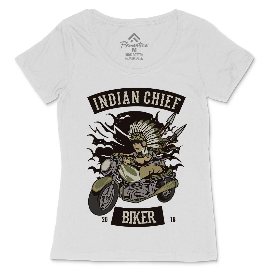 Indian Chief Biker Club Womens Scoop Neck T-Shirt Bikes C379