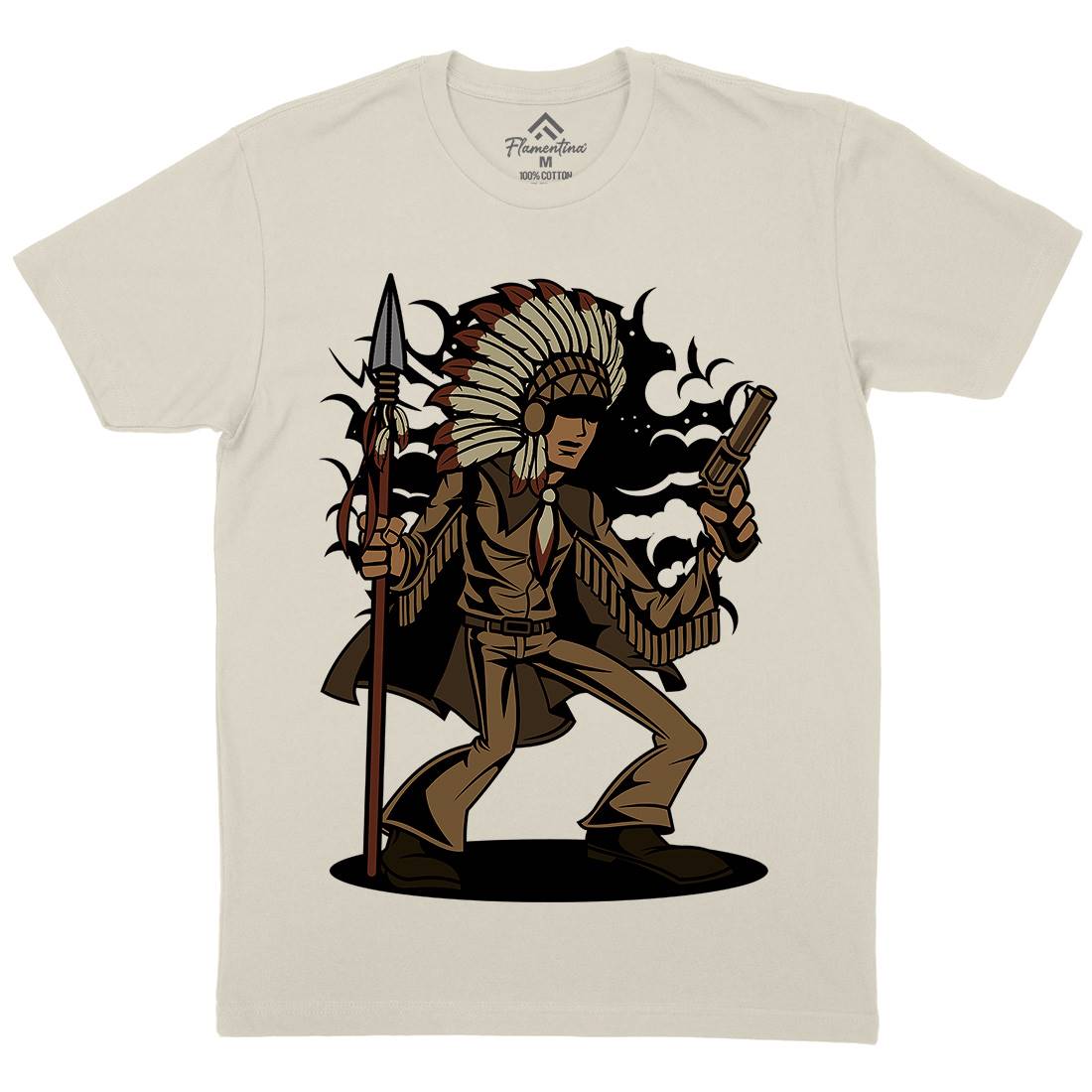 Indian Chief Killer Mens Organic Crew Neck T-Shirt American C380
