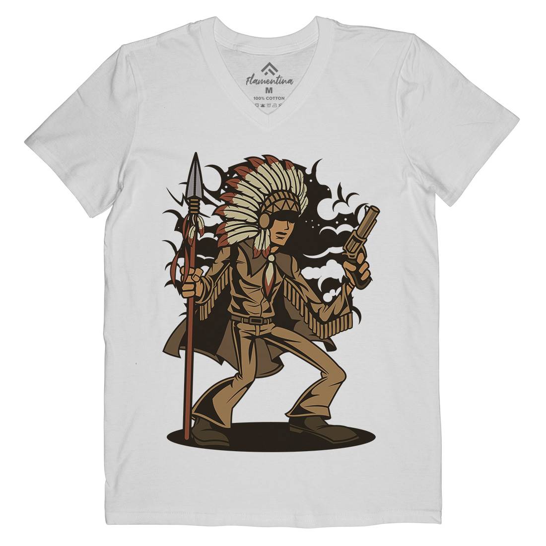 Indian Chief Killer Mens Organic V-Neck T-Shirt American C380