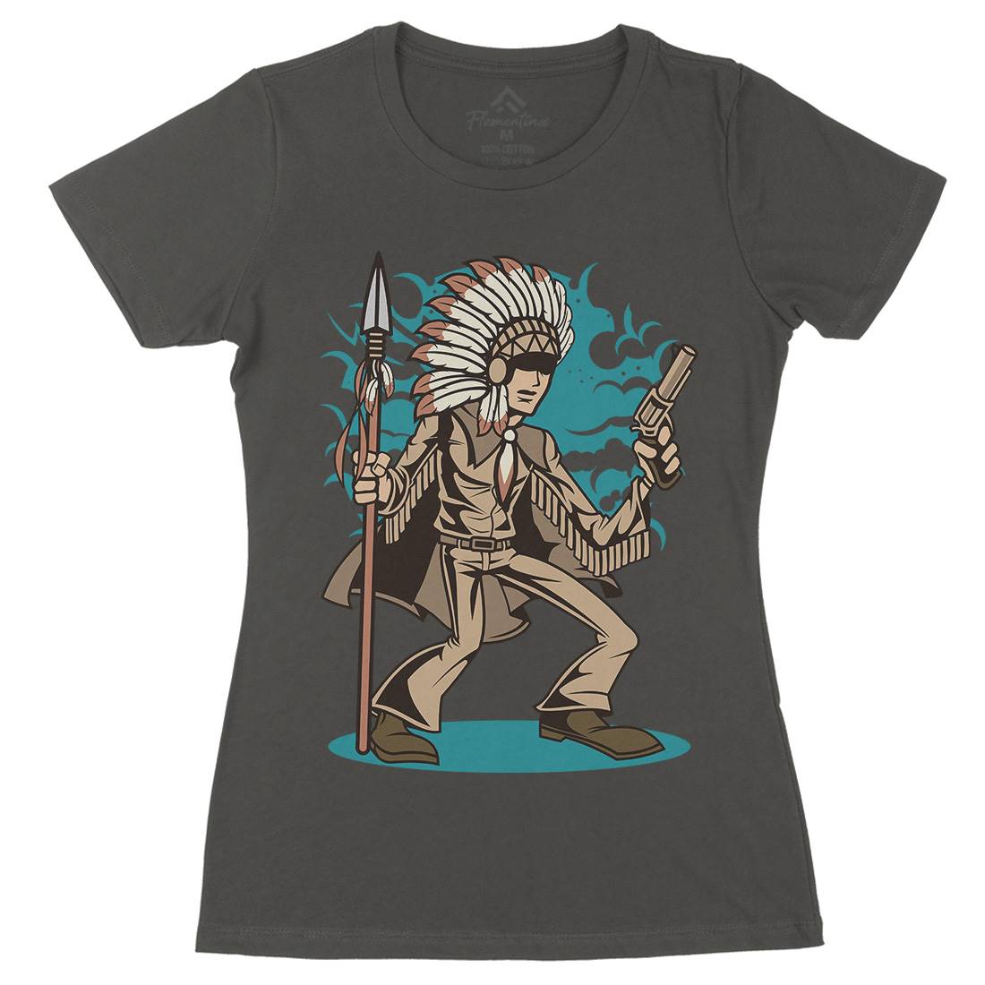 Indian Chief Killer Womens Organic Crew Neck T-Shirt American C380