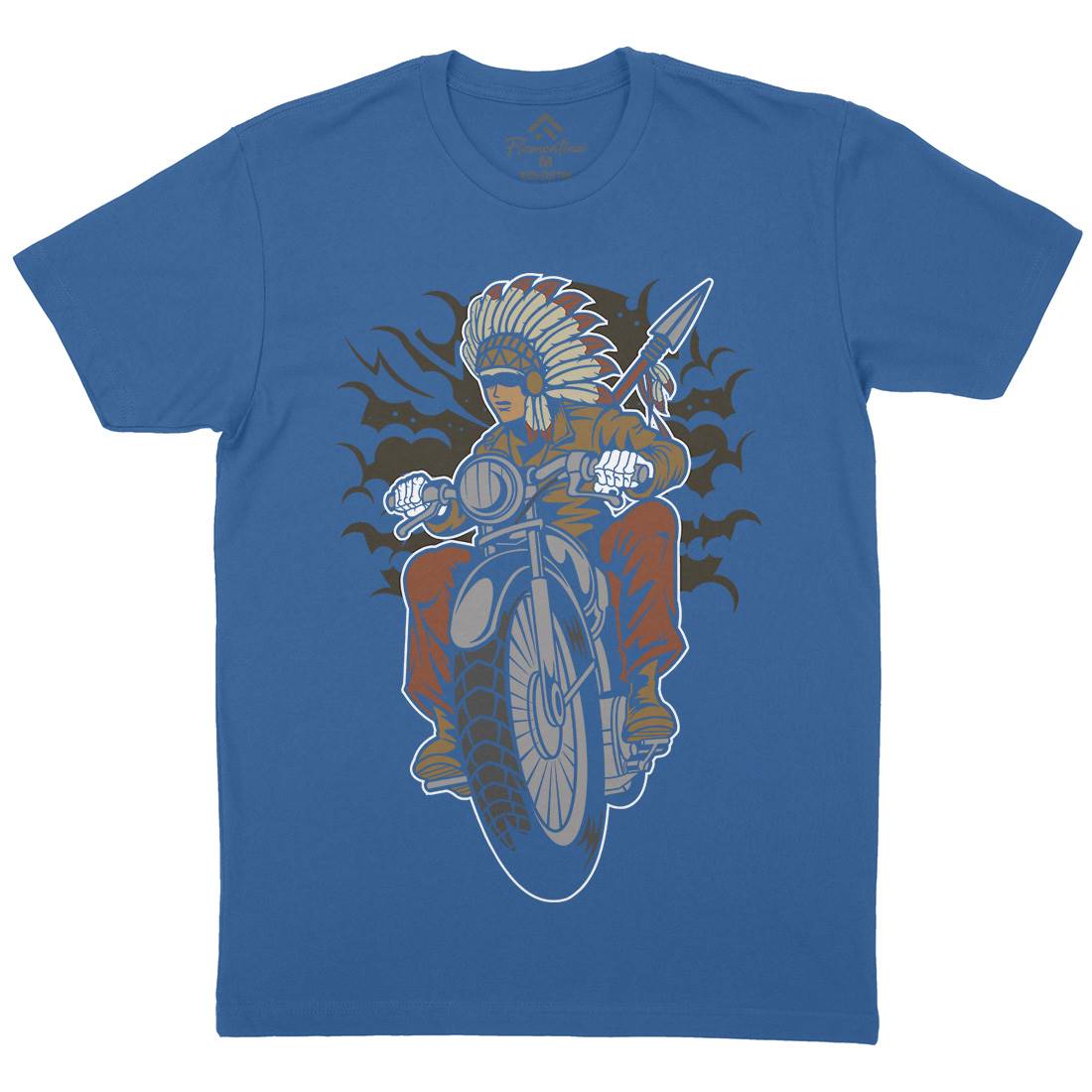 Indian Native Biker Mens Organic Crew Neck T-Shirt Bikes C381