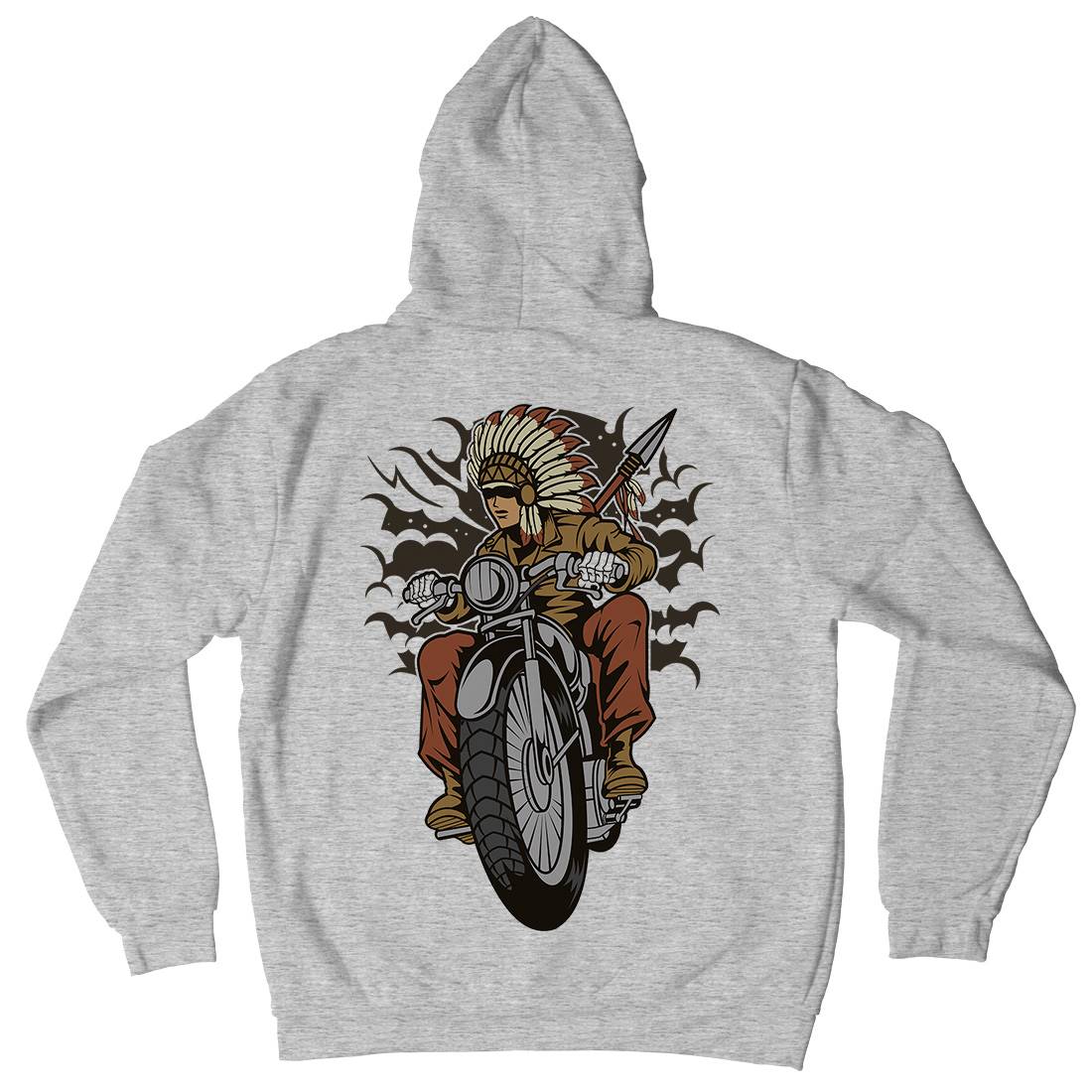 Indian Native Biker Mens Hoodie With Pocket Bikes C381