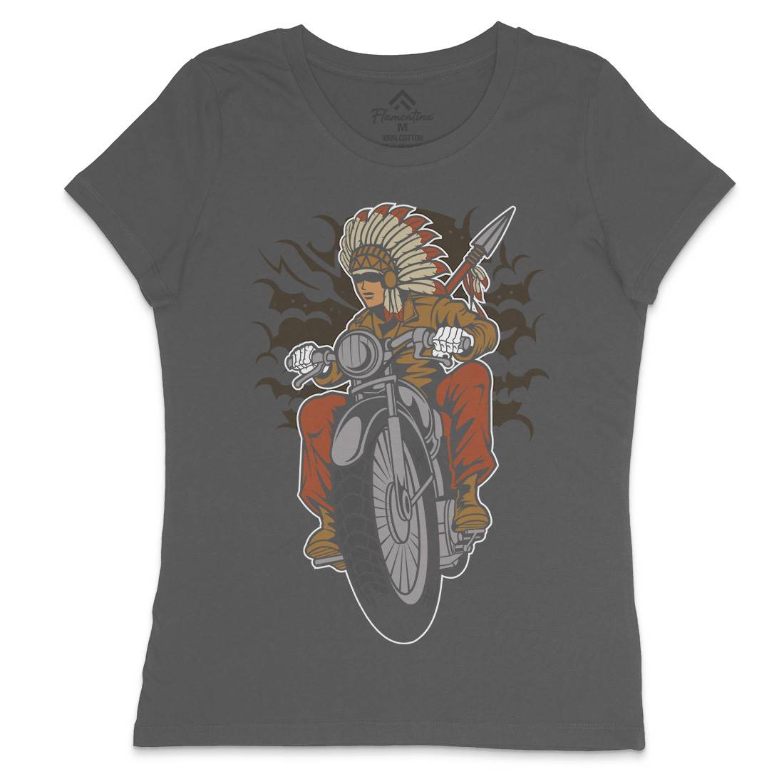 Indian Native Biker Womens Crew Neck T-Shirt Bikes C381