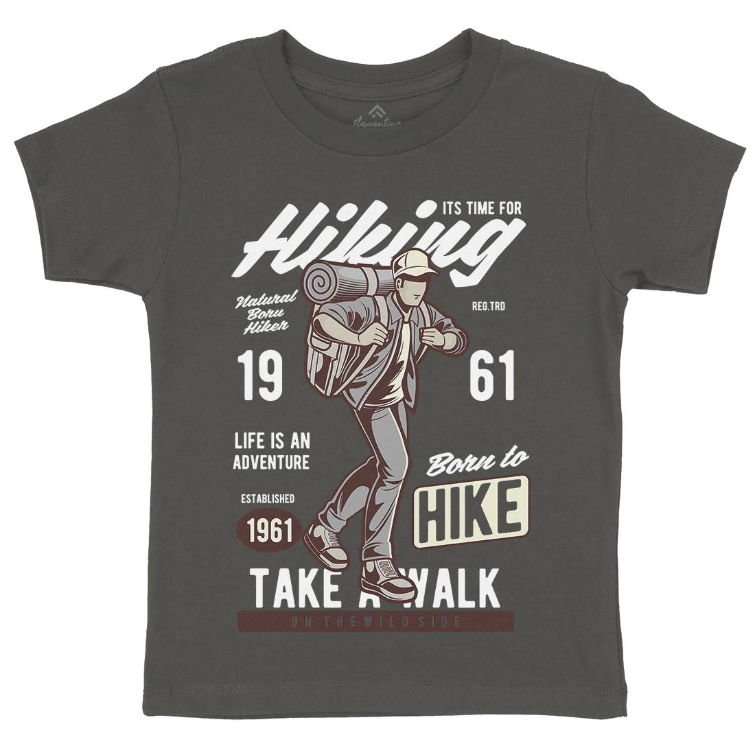 Its Time For Hiking Kids Crew Neck T-Shirt Nature C382