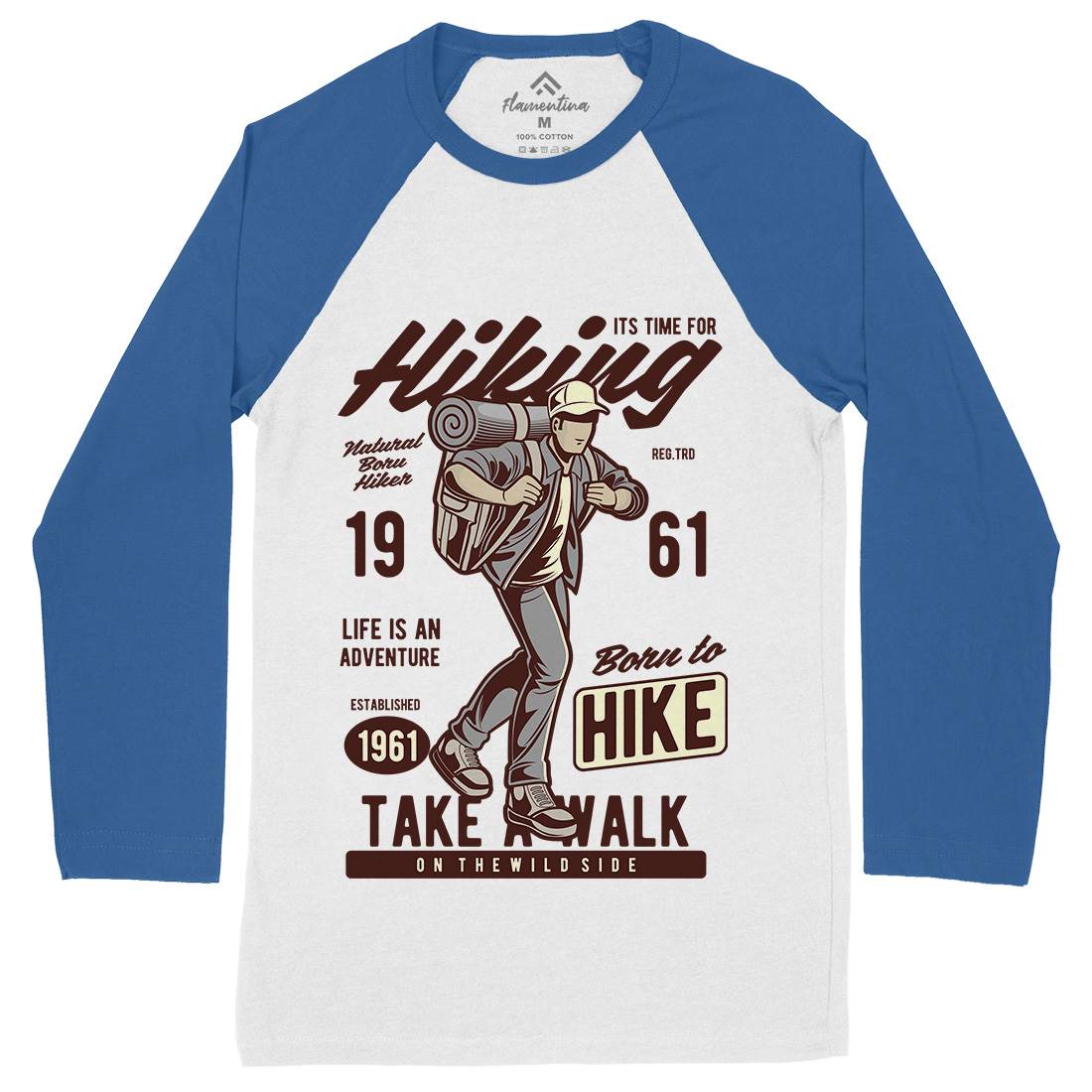 Its Time For Hiking Mens Long Sleeve Baseball T-Shirt Nature C382