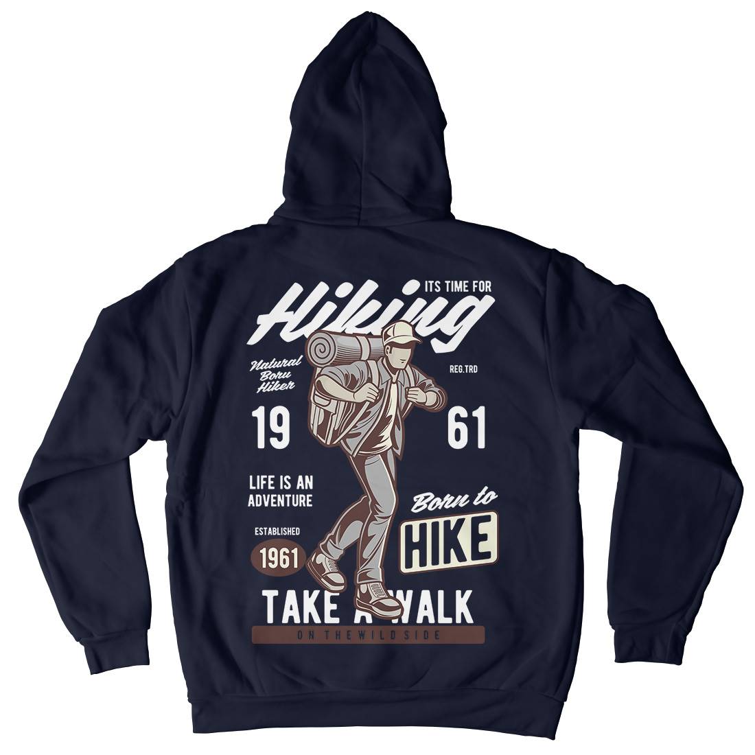 Its Time For Hiking Mens Hoodie With Pocket Nature C382