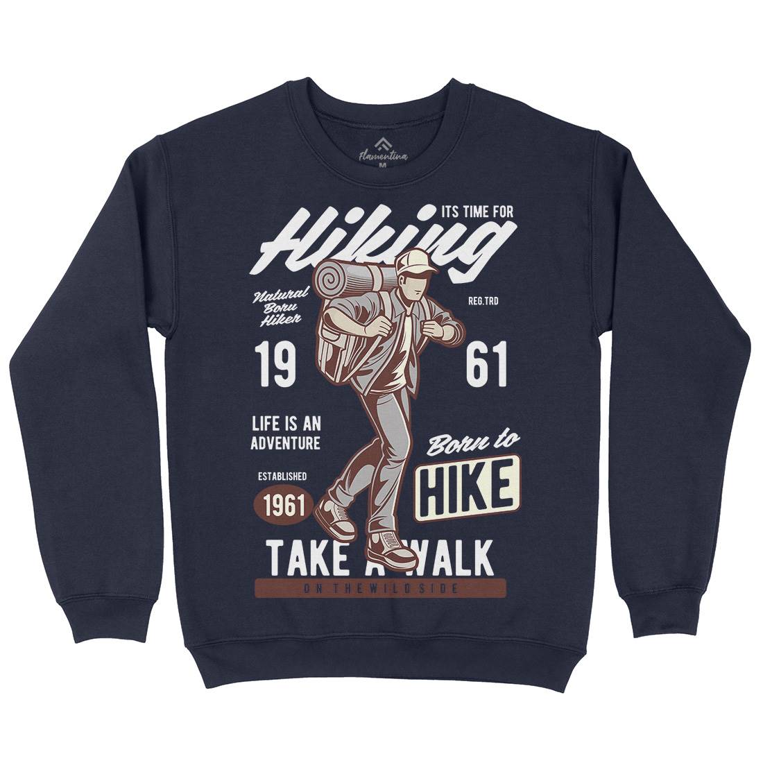 Its Time For Hiking Kids Crew Neck Sweatshirt Nature C382