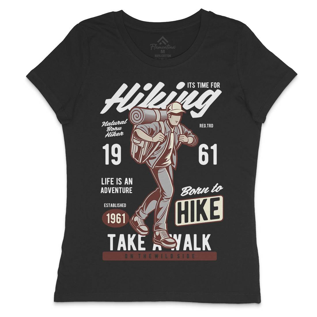 Its Time For Hiking Womens Crew Neck T-Shirt Nature C382