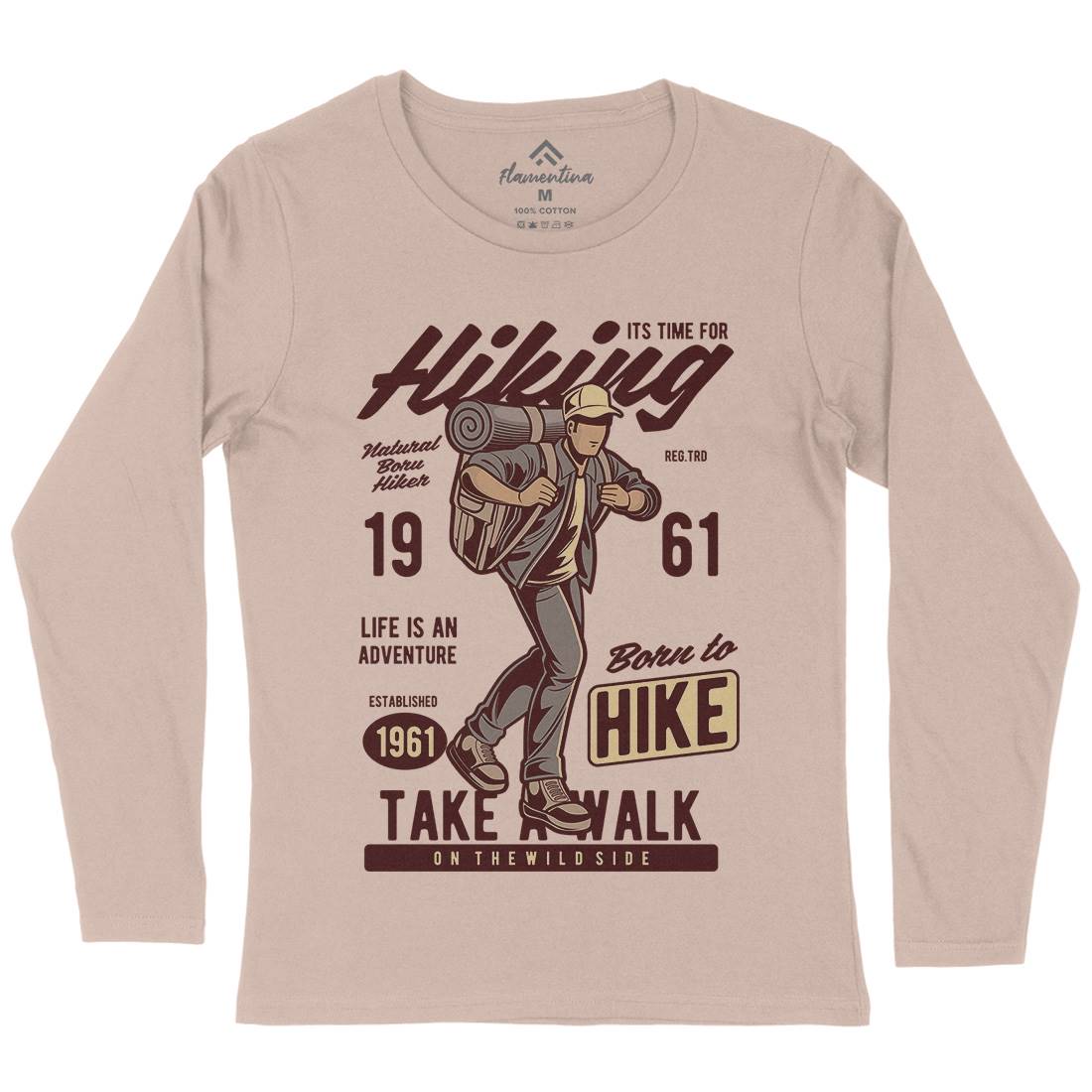 Its Time For Hiking Womens Long Sleeve T-Shirt Nature C382
